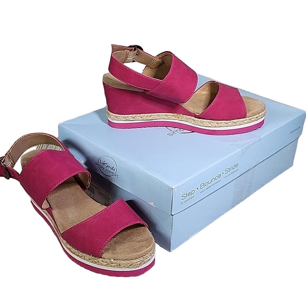 Life Stride Brielle Wedge Fuchsia Sandal Womens Size 6 NEW